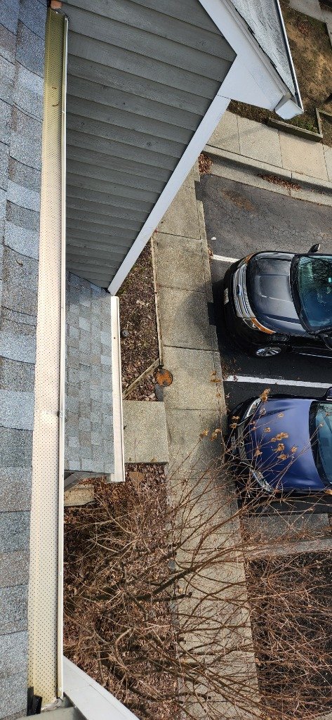 Micro-mesh gutter guards installed on a Baltimore home